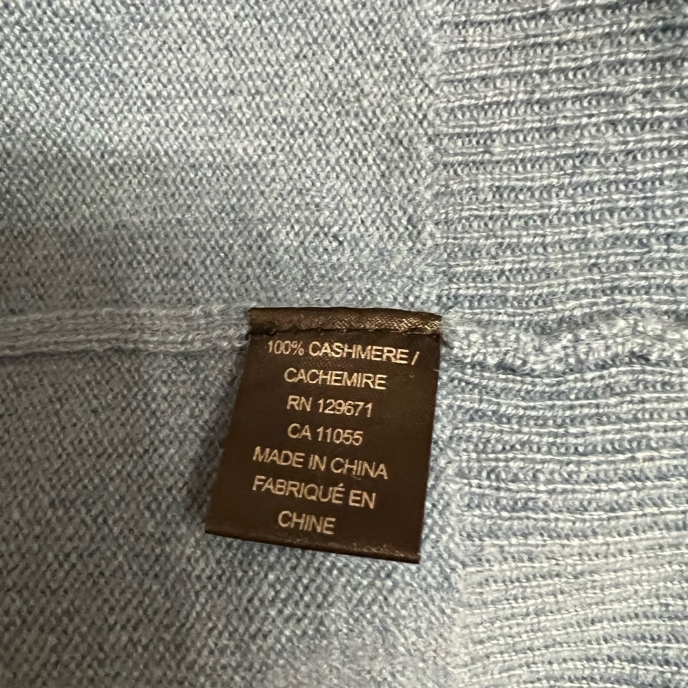 360Cashmere Women’s light Blue Mock Neck 100% Cashmere Bow Back Sweater Sz Small - Picture 7 of 7